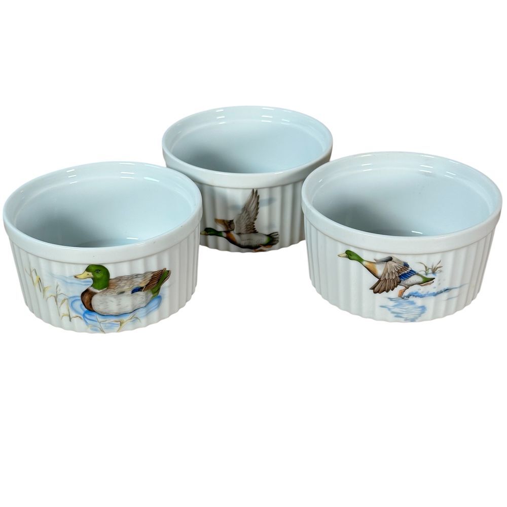 Duck Design White Ramekins Set
